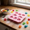Multifunctional Silicone Candy Mold for Melted Cheese & Chocolate, Various Shapes, 14x14x1.5cm, Pink