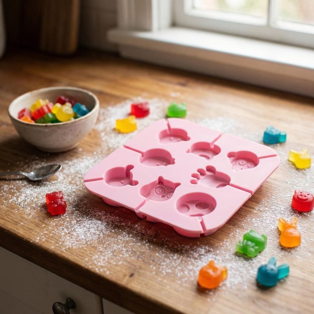 Multifunctional Silicone Candy Mold for Melted Cheese & Chocolate, Various Shapes, 14x14x1.5cm, Pink