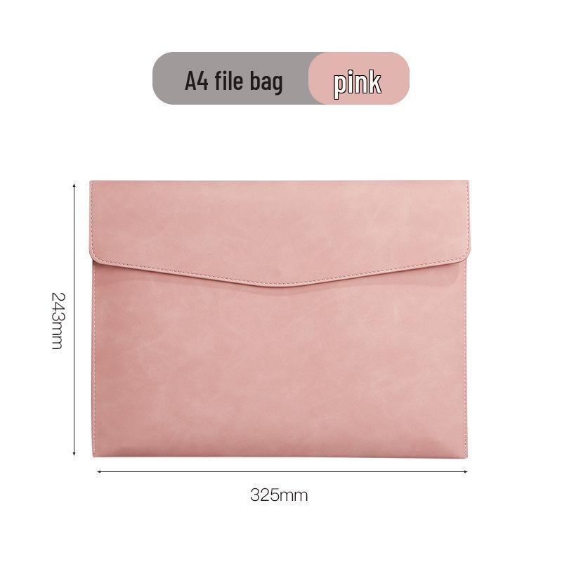 Waterproof A4 Leather Document Bag with Snap Button - Business Office Storage Folder with Custom Logo