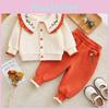 Charming Korean Style Long Sleeve Cotton Blend Toddler Girls Outfit With Pants
