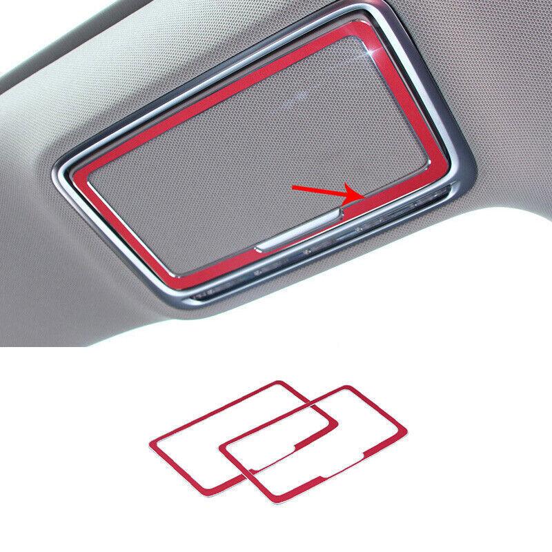 For Mercedes-Benz GLC 2016-21 Aluminum Red Rear Makeup Mirror Frame Cover Decor