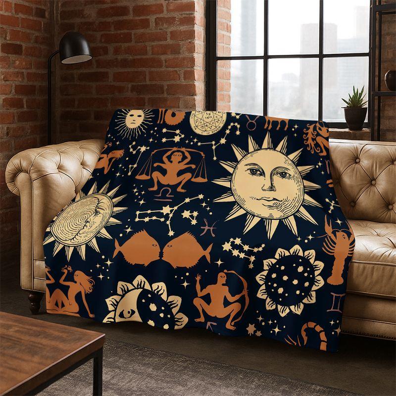 Divinationssymbol Sonne Mond Tarot Magie Flanelldecke Weiche Warme Überwurfdecke für Schlafzimmer Wohnzimmer Bett Reisen Camping Picknick