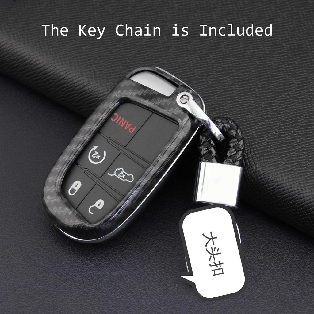 Carbon Fiber Key Shell for Jeep Grand Cherokee, Renegade, Compass, Cherokee