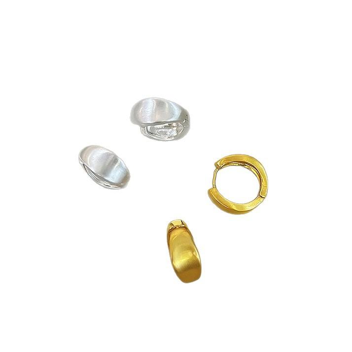 Minimalist Brushed Concave Earrings Female Retro Versatile Senior Sense Personality Simple Temperament Commuter Earrings Female Office Casual Daily
