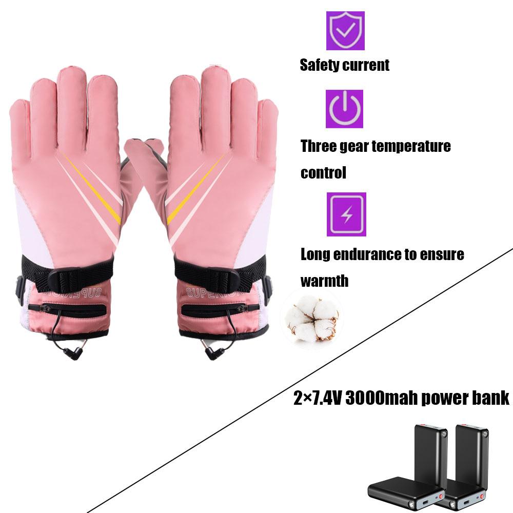 Electrically Heated Ski Gloves Rechargeable Three-speed Controlled Temperature Motorcycle Warm Gloves Warm Winter Outdoor Sports