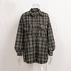 Checkered Shirt Women's Retro Double Pocket Checkered Striped Mid Length Shirt