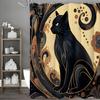 Black Cat Gothic Mystery Shower Curtain, Tarot Card Wiccan Flower Plant Bathroom Decorative Shower Curtain, Waterproof Shower Cu