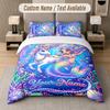 Unicorn Theme Custom Text Or Name 3Pcs Bedding Set 1 Flat Sheet & 2 Pillowcases Personalized Home Bedding