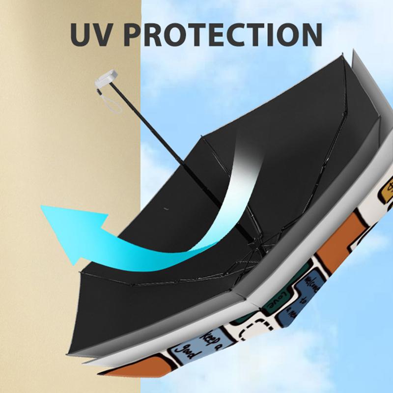 Cartoon Mini Cute Umbrella for Girls Summer UV Protection Flat Portable Sun Small Kids Umbrella Windproof 6K Parasol Sunshade