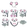 Mouse Costume Set Mouse Ears Headband Tail Bow Tie Nose Gloves Tutu Skirt for Kid Halloween Christmas Animal Cosplay
