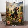 A Small Black Dog Design Flannel Blanket, Soft Warm Throw Blanket Nap Blanket For Couch Sofa Office Bed Camping Trave Blanket