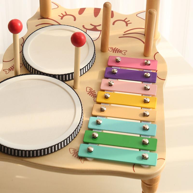 Kids Wooden Music Percussion Instrument Toys Set Musical Drum Wooden Music Kit Baby Sensory Kids Drum byZhimei Woodplay Gifts