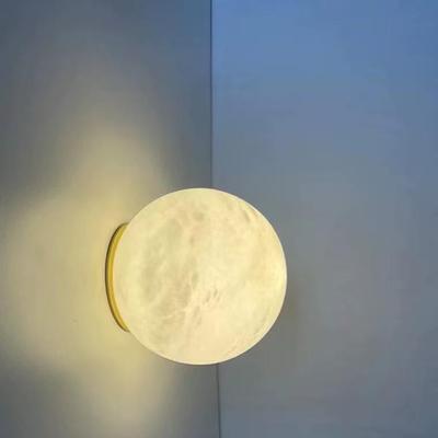 Modern Mid-Century Marble Wall Lamp - Round Nordic Design for Living Room, Hallway, Bedroom, and Balcony