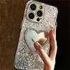Luksusowe etui z błyszczącym brokatem 3D Love Heart Mirror Sequins na iPhone'a 16 14 15 13 12 Pro Max 11 INS Lens Protection Cover