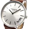Used COACH Watches PerryWatches Silver/Brown Stainless Steel/leather Women SilverDial