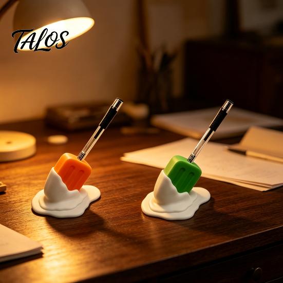 Funny Desk Accessories Cute Melting Popsicle Pen Holder, Unique Decorative Stationery Organizer, Novelty Container Durable PLA for Office And