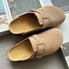 Unisex Suede Clogs Shoes Genuine Leather Closed Toe Slip On Mules Casual Comfort Sandals Women Men Summer Outdoor Walking Shoes