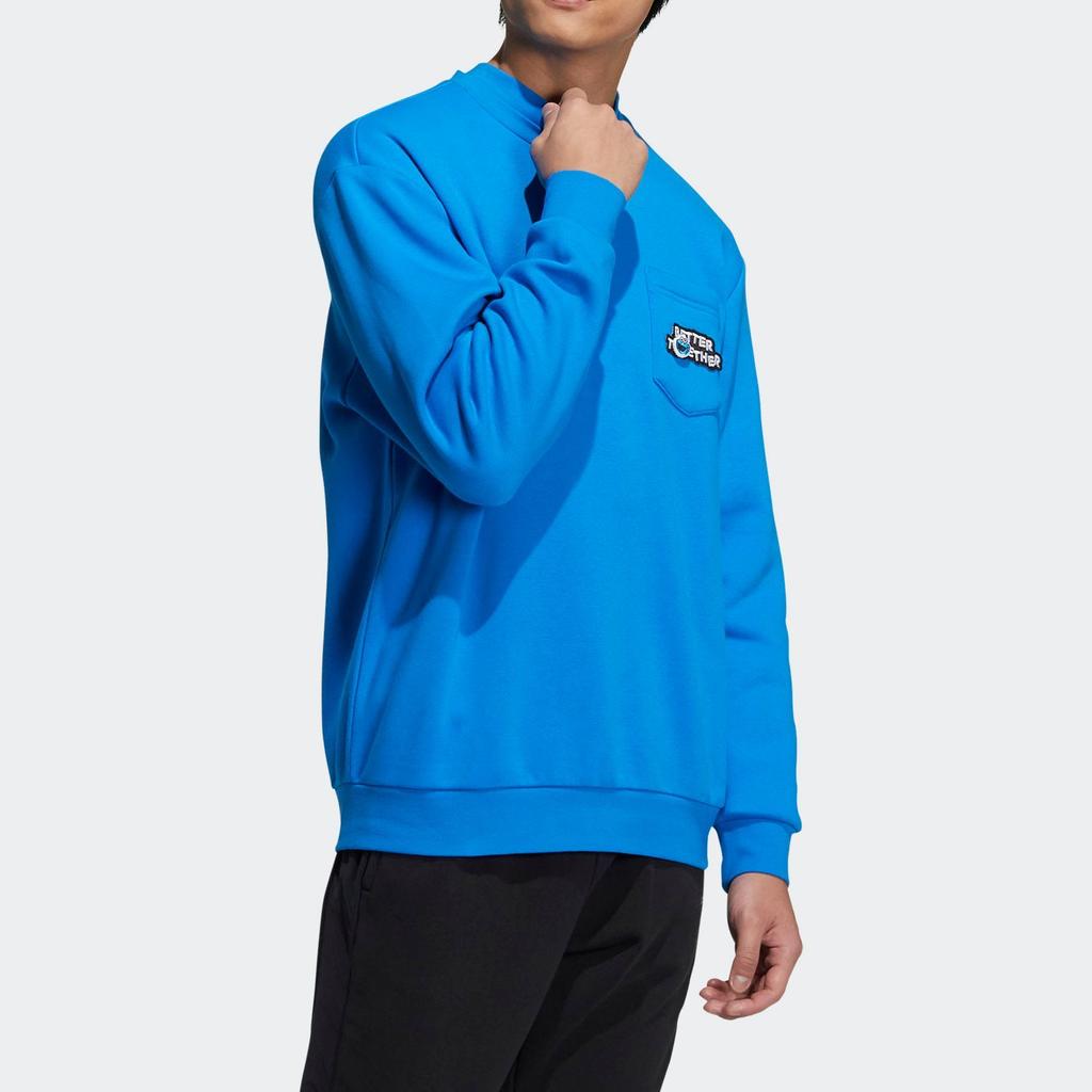 Adidas Embroidered Crew Neck Sweatshirt Unisex Sweatshirt Blue HD7289