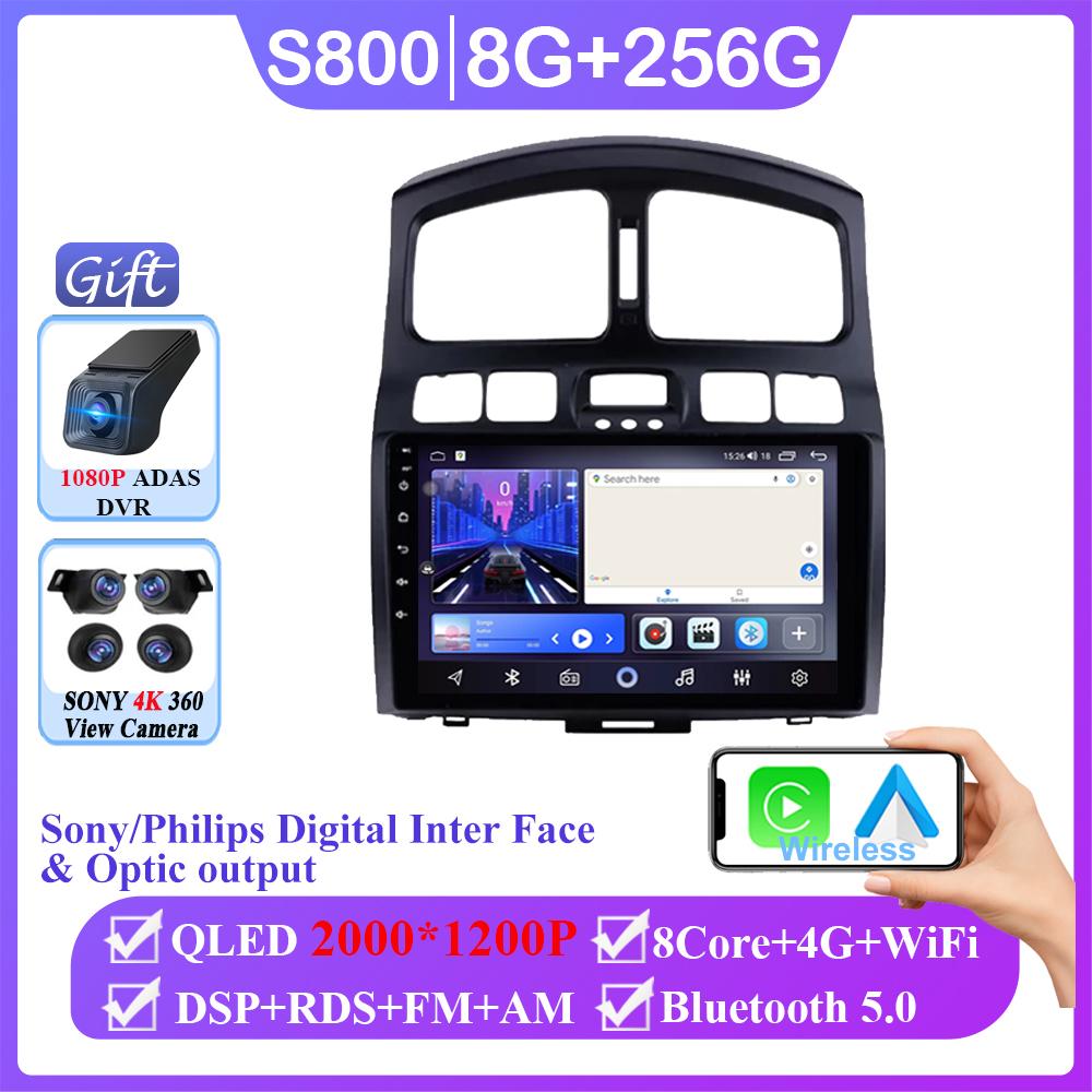 Android 14 For Hyundai Santa Fe SM 2000-2012 Stereo WIFI Navigation Multimedia GPS Screen Auto Radio Head Unit Carplay 2 Din DVD