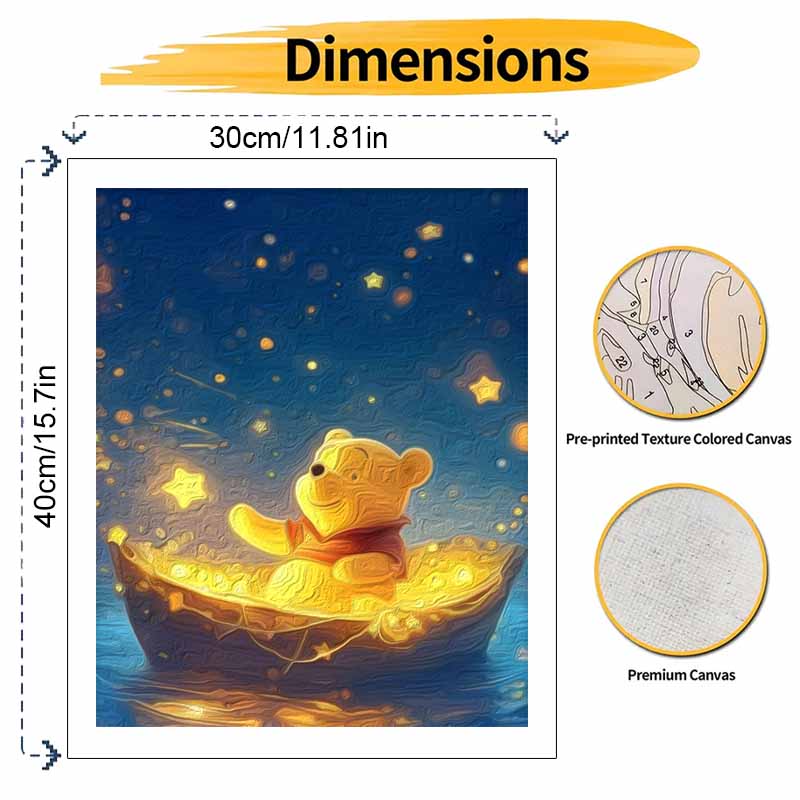 Disney Winnie the Pooh Star Boat Oil Painting Art Handmade Diy Painting Home Decoration Gift