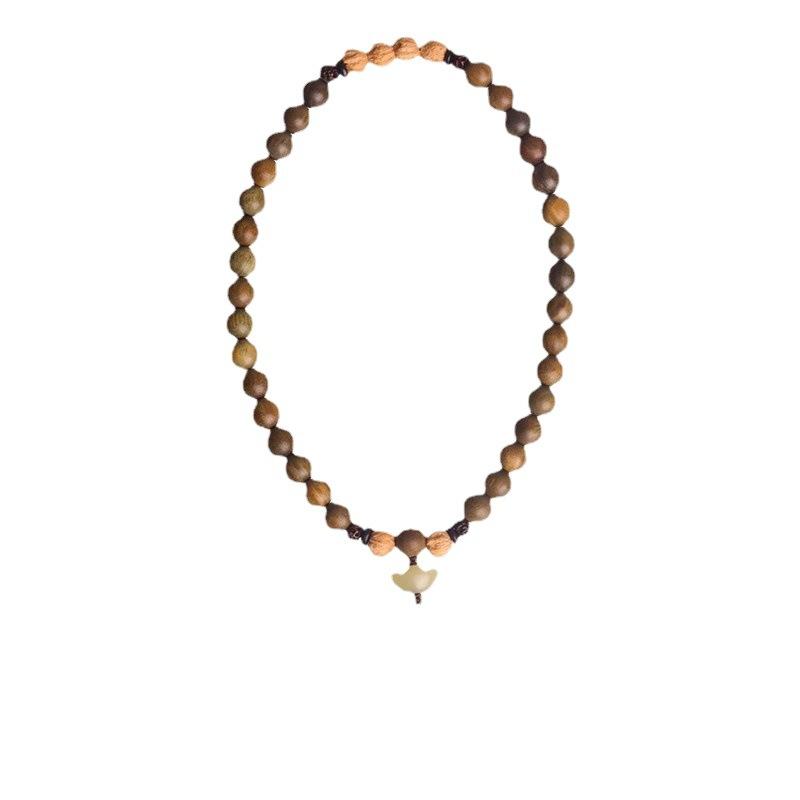 Huaixuwei late green sandalwood bracelet for women, vintage couple's bracelet, natural sandalwood scent, Buddhist bead jewelry, antique-style gift