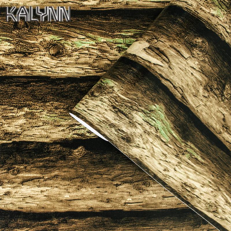 Vinyl 3D Log Cabin Self Adhesive Wallpaper 6m*45cm Peel and Stick Contact Paper for Furniture Kitchen Home Countertop Decor DIY