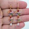 Women's Multi-color Cubic Zirconia Wedding Earrings Luxurious and Able, Hanging Flowers, Jewelry