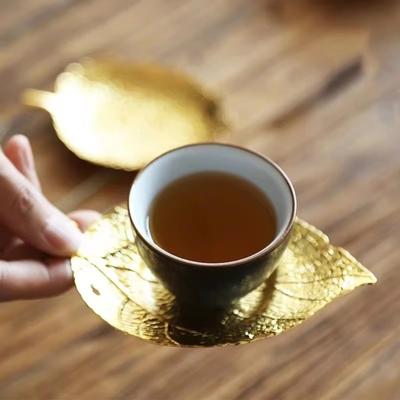 Chinese Style Retro Metal Coaster Exquisite Elegant Cup Holder Golden Heat Resistant Insulation Pad Home Decoration