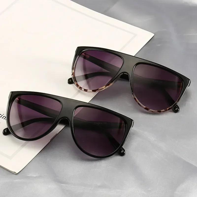 Retro Oversized Sunglasses Women Brand Lunette Soleil Femme Big Frame Flat Top Designer Sun Glasses Vintage Shades Eyewear