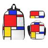 Mondrian Backpack Student BookBag School Bag Laptop Shoulder Bags 3ps Insulated Lunch Bag Pencil Case