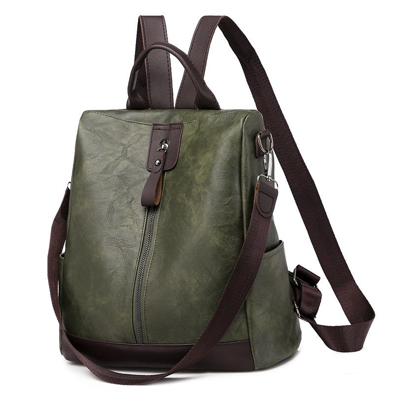 Dam Retro Anti-Stöld PU Ryggsäck - Casual Outdoor Travel Bag 2025