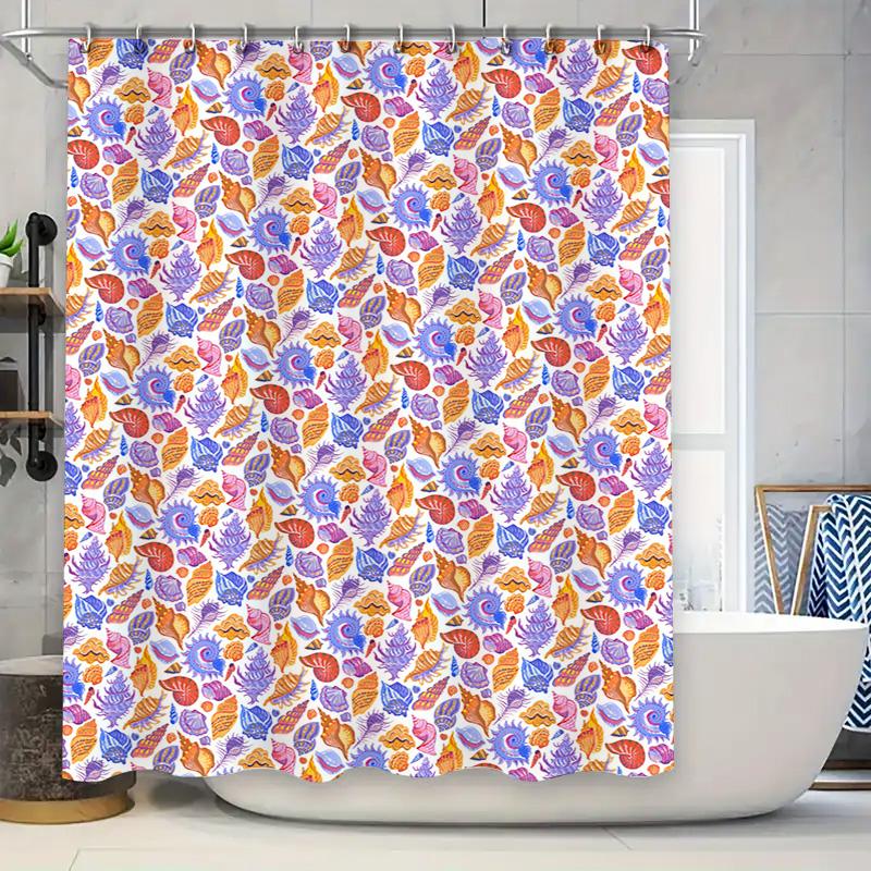 

Colorful Bath Shower Curtain Waterproof Fabric Printed Leaves Design Bathroom Decor Home Decoration (Multicolor) 90x180cm