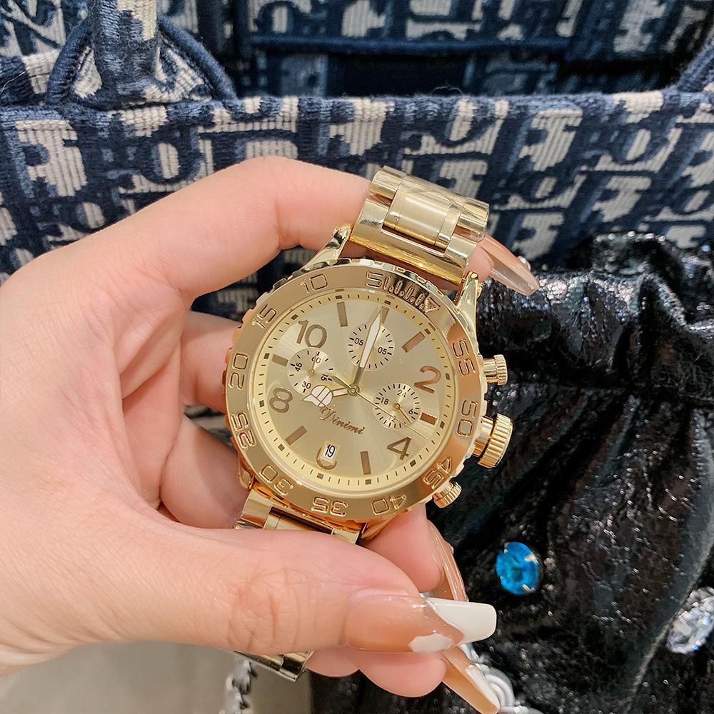 

Модный стальной ремешок, большой циферблат, темпераментные женские часы, ремешок для поездок на работу, календарь, многофункциональные повседневные часы