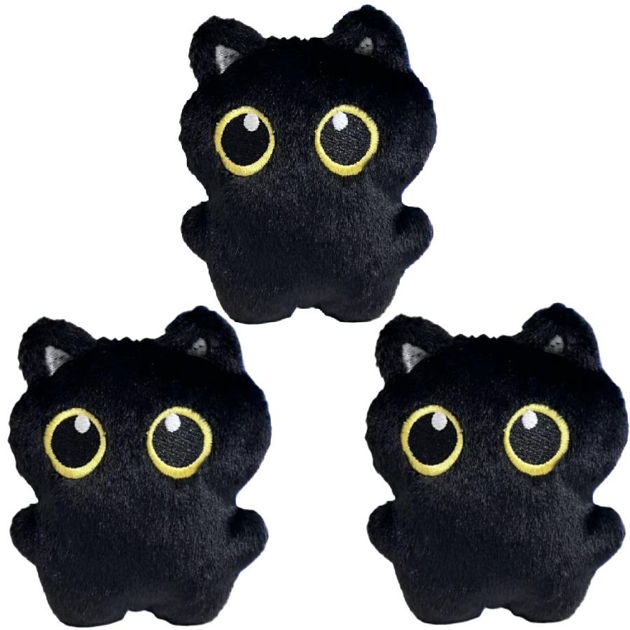 1-12pcs Black Cat Plush Toy Keychain 10cm Pendant Cute Plushie Key Chain for Bag Decoration Kawaii Doll for Brithday Gifts