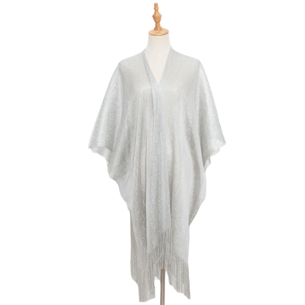 European & American Style Gold and Silver Tassel Cape - Women's Transparent Summer Shawl