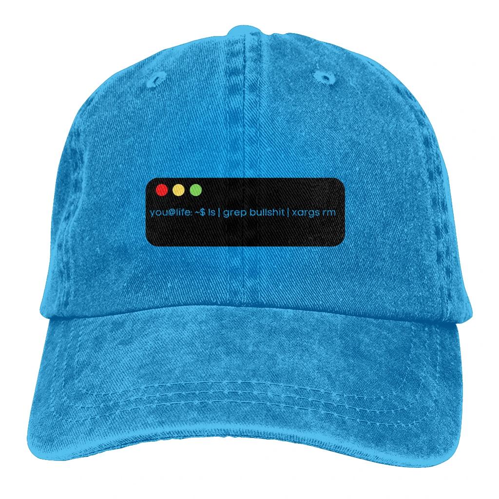 Adjustable Solid Color Baseball Cap Delete The Bullshit Washed Cotton Linux Program It Crowd Programer Sports Woman Hat