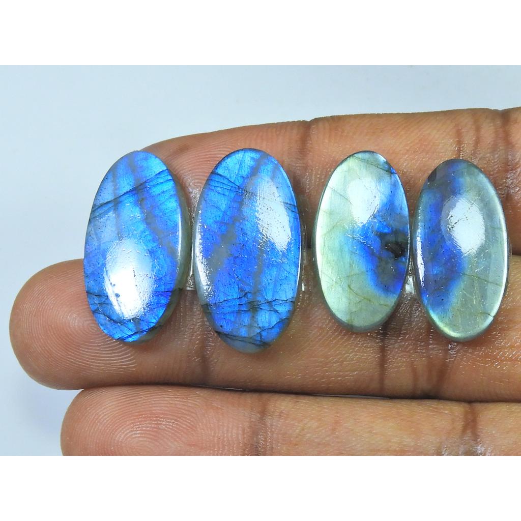 43Cts. Natural Labradorite (22-25mm Each)  02Pcs Oval Cabochon Matched Pair SK-3118