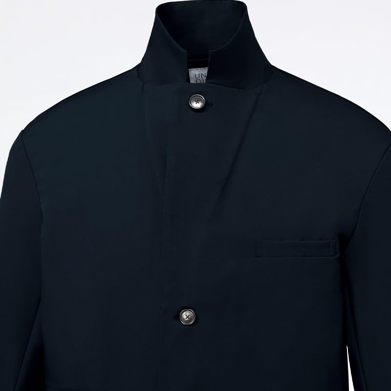 DIVISION Arztkittel DOM0030 Dunkelmarine [UNITE ME] (Lange Ärmel) [Herren] [Blickdicht/Antistatisch/Stretch/Antimikrobiell/UV-Schutz/Pflegeleicht]