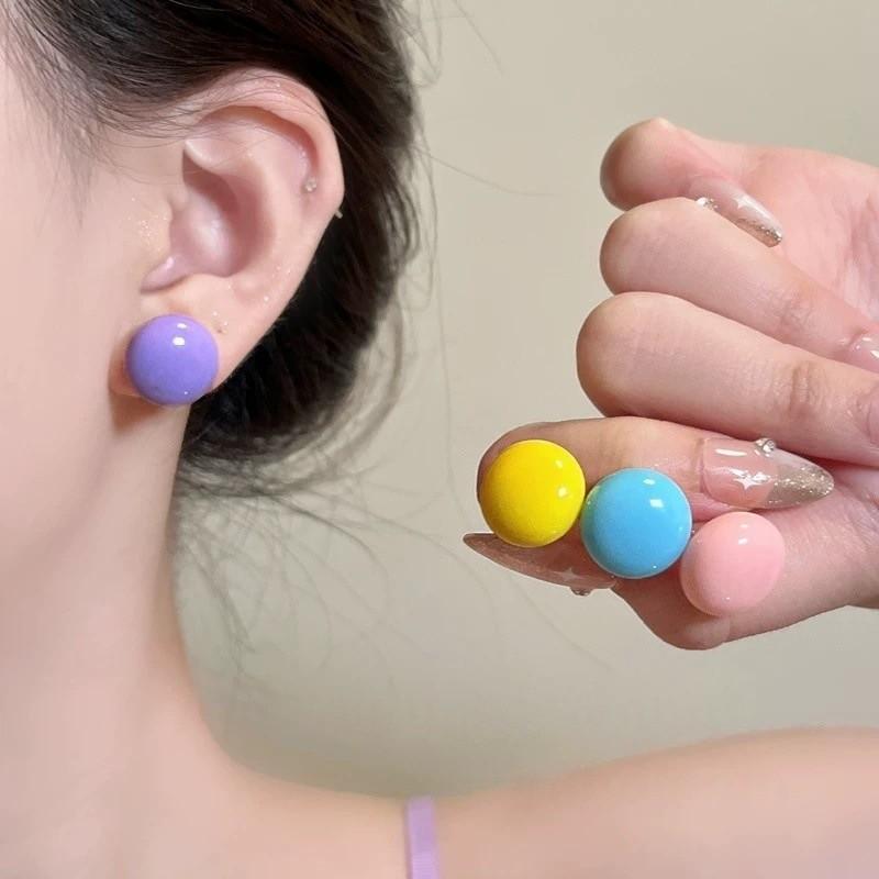 Pinkdudu Dopamine Candy Colorful Bun Bean Stud Earrings for Women Cute Round Multicolored Happy Style Drops PD2515
