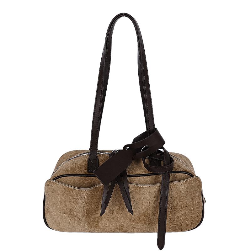 2026 Neue Damen Retro Wildleder Schultertasche Große Kapazität Pendler Unterarm Baguette Handtasche