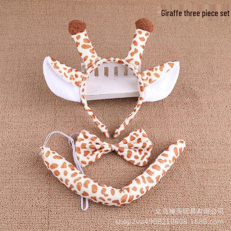 Set Fascia e Coda Animali per la Festa dei Bambini - Orecchie di Coniglio, Gatto, Tigre con Collare