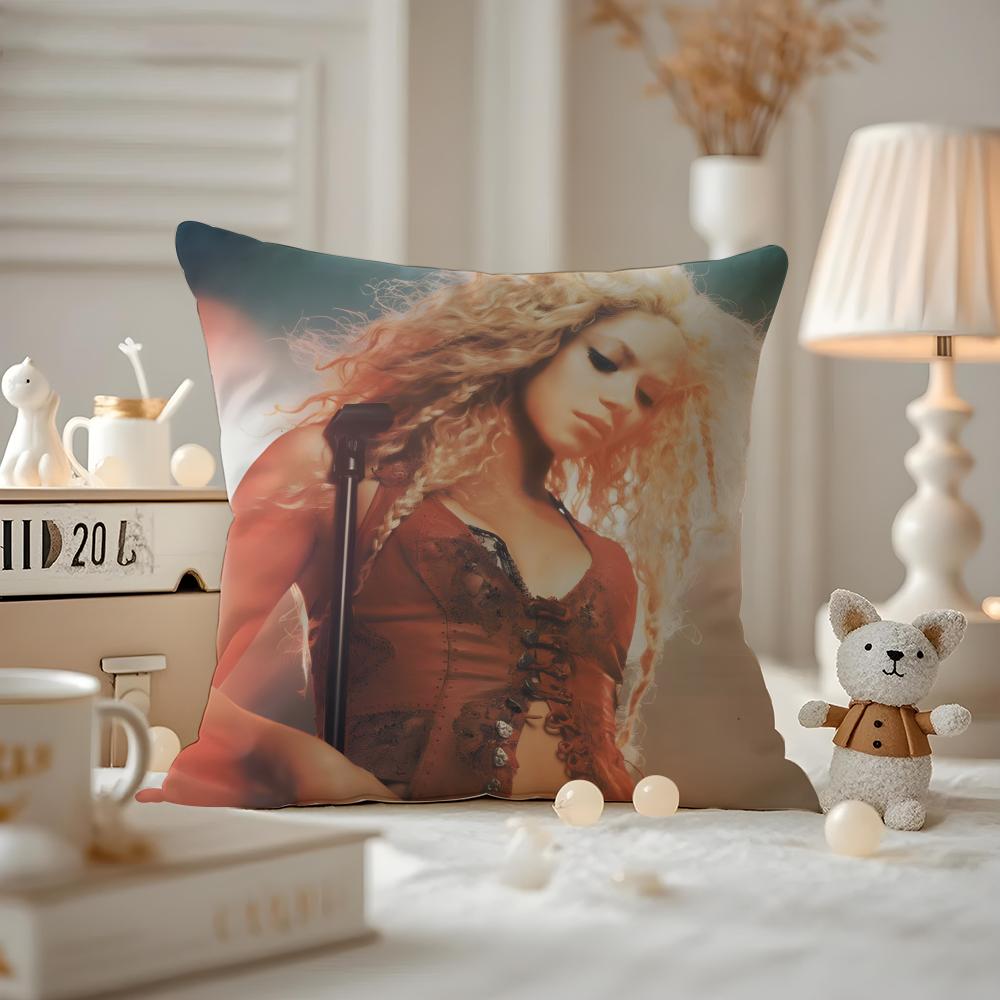 Shakira Cushion Cover Anti-dustmite Pillowcase Invisible Zipper Silky Short Plush Sofa Cushion Cover