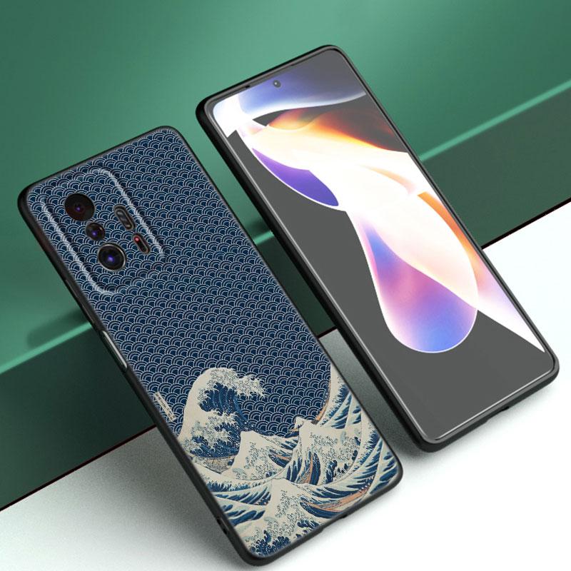 Japanische Welle Anime Drache Handyhülle Für Xiaomi Mi A2 8 9 SE Note 10 10T 11 12 Lite 9T 11T 12S 12T Pro A3 6X 12X TPU Schwarze Hülle