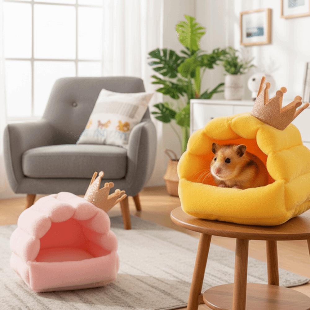 Warm Hamster Cotton Nest Windproof Cartoon Small Pet Sleeping House Thickened Strawberry Design Guinea Pig Insulated Nest