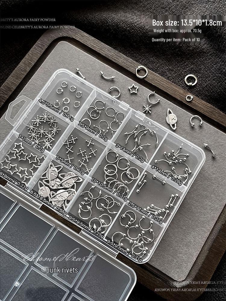 

12-Grid Punk Rivet & Planet Metal Nail Art Pack