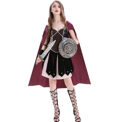 Costum de Halloween, cosplay de războinică spartană romană medievală, costum de performanță de muză greacă
