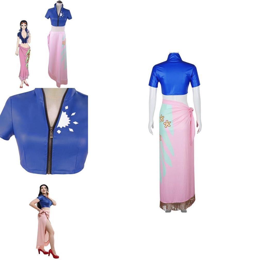 One Piece Nico Robin Skirt Anime Cosplay Costume Halloween Tops Decorated Perfect For Comic Exhibitions And Party Events.