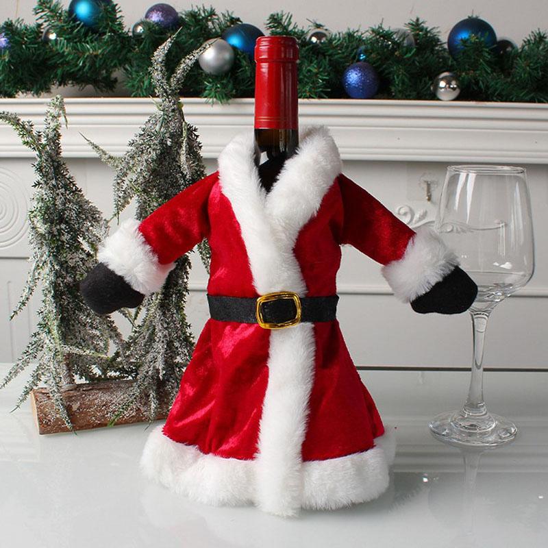 Christmas Wine Bottle Cover Robe Dress Festive Bottle Cozy Gift Giving Vintage Decor