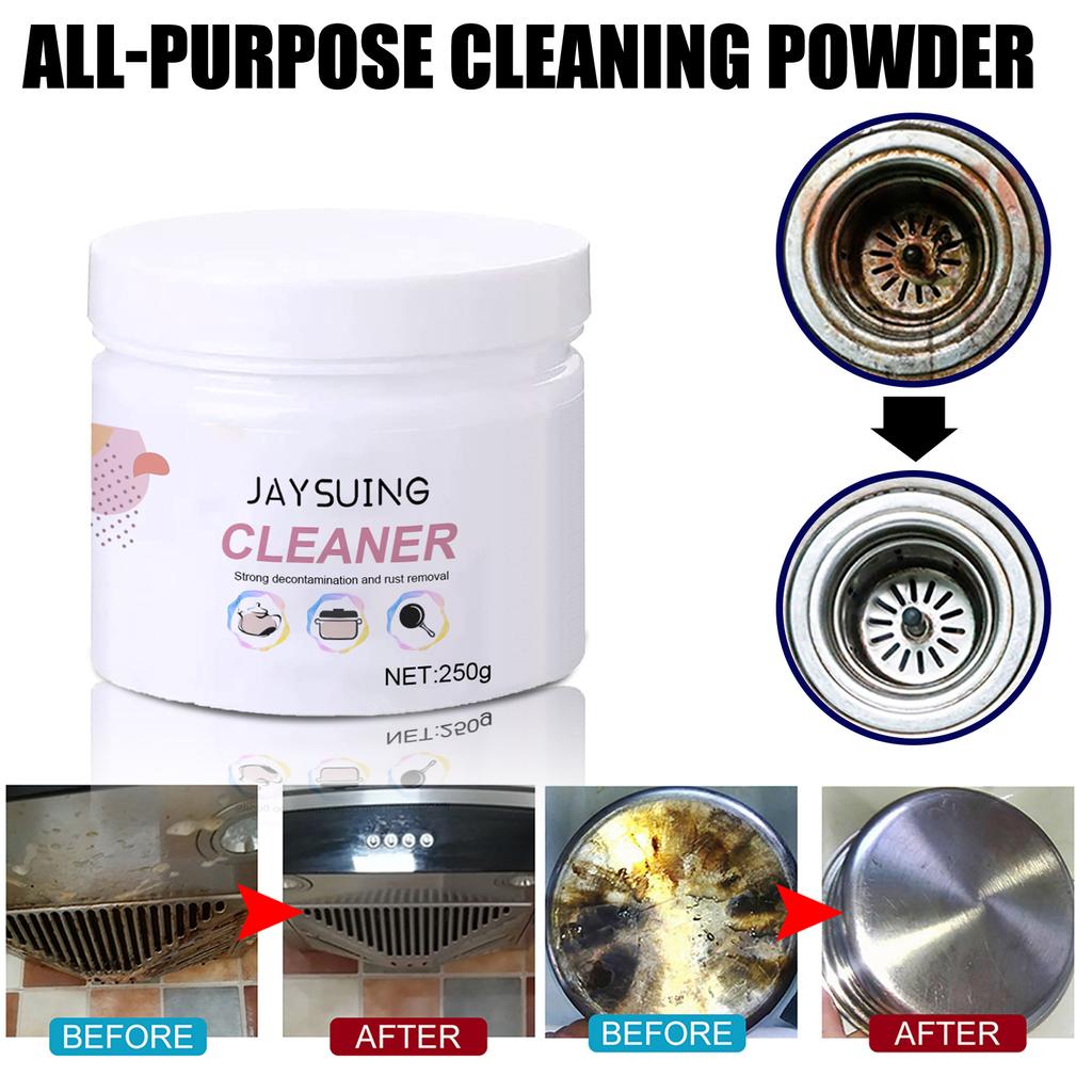Jaysuing Grease Away Powder Cleaner Household Cleaning Kitchen Remove Stains Stainless Steel Cleaner Multi-purpose Remover Tool Grease Away Powder