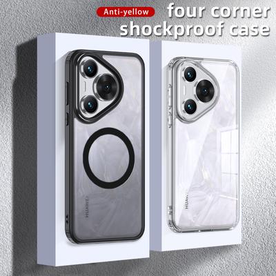 Shockproof Acrylic Magsafe Case for Huawei Pura 70 Pro Plus Matte Clear Wireless Charging Back Cover for Huawei Pura 70 Shell No Yellowlling